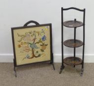 Chinoiserie decorated three tier cake stand and a fire screen