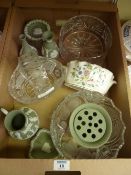 Collection of crystal and Wedgwood Jasperware in one box