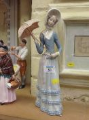 Lladro figure of a girl with a parasol