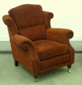 Welbeck House wing back armchair in red chenille