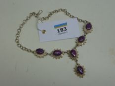 Chain necklace set with purple stones stamped 925