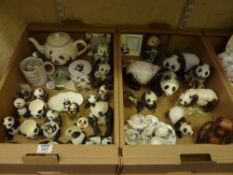 Collection of Panda models and related items in two boxes