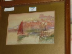 'Whitby, Tate Hill', watercolour signed by J W Williams
