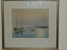 Fishing Boat in the North Bay Scarborough, watercolour signed by Edward H Simpson