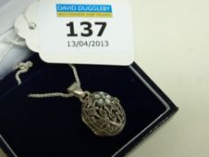 Marcasite vinaigrette style pendant on chain stamped 925