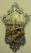 Venetian style wall mirror with bevelled glass decorated panels 125cm