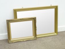 Rectangular gilt framed bevel edge wall mirror and a similar mirror