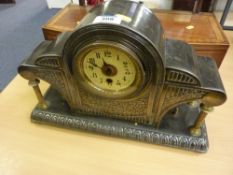 Edwardian mantle clock in architectural design silver-plated case