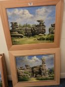 'Brimham Rocks' two oils on boards by Neville R.Gray