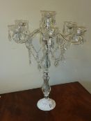 Seven branch candelabra with cut crystal pendants