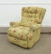 Manual reclining armchair in beige chenille cover