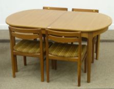 Nathan teak vintage/retro extending dining table with butterfly leaf (152cm closed) and four chairs