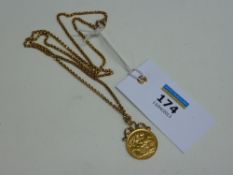 1903 Gold sovereign pendant on chain stamped 9ct