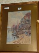'Whitby', watercolour signed by J W Denby. Provenance: Gladwell and Co, Regent Street, London