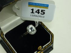 Danburite and black diamond white gold ring hallmarked 9ct