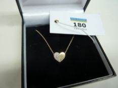14ct diamond heart pendant on chain hallmarked 9ct