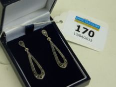 Pair of marcasite ear-rings stamped 925