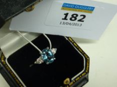 Oval aquamarine (approx 1.95 carat) and diamond ring hallmarked 18ct