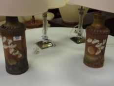Pair of studio pottery table lamps and another pair of table lamps
