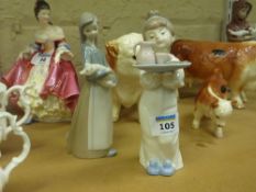 Lladro Girl with Pig and Nao figure