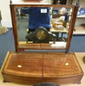 George IV mahogany free-standing dressing table mirror with bow front base inlaid with wired