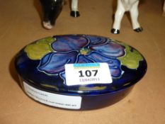 William Moorcroft oval trinket dish and cover anemone