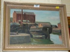 Bristol Quayside Scene, oil on board attrib. Thomas Burrough, initialled and dated 1947