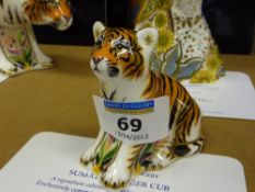 Royal Crown Derby paperweight Sumatran Tiger Cub limited edition no.164/950 with certificate, boxed