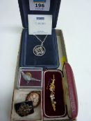 9ct gold leaf brooch set with pearls hallmarked, enamel brooch by Ivar T Holt etc