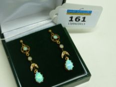 Pair of opal pendant ear-rings