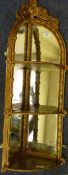 19th Century mirrored gilt wood three tier corner display shelf