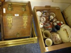 Edwardian walnut coal box, early 20th Century Satsuma cup and saucer signed, Oriental ceramics,