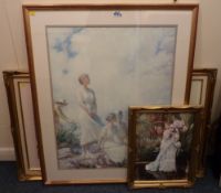 'Summer Clouds' after Charles Curran and three other Victorian style prints.