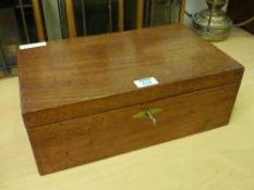 19th Century mahogany lap desk and an oval gilt frame bevelled edge wall mirror