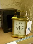 Early 20th Century English brass carriage clock with alarm 14cm with carrying case