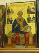 Early 20th Century Greek Orthodox icon painted on panel signed and dated 1913 52cm x 34cm