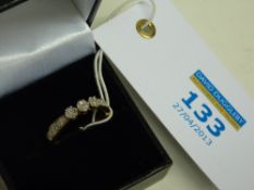 Diamond flower set gold ring with diamond shoulders hallmarked 9ct