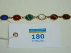 Scarab beetle link bracelet stamped 14k