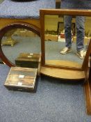 Victorian inlaid Coromandel sewing box, Victorian mahogany circular wall mirror and an Edwardian