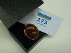 Large amber ring stamped 925