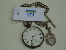 Pocket watch stamped 925 on hallmarked silver t bar chain