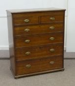 George III oak chest of two short and four long drawers