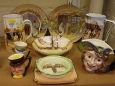Collection of Royal Doulton seriesware and three character jugs
