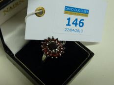 Garnet cluster ring stamped 925