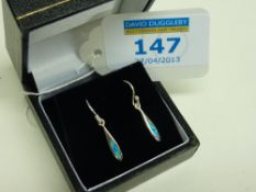 Pair opal drop ear-rings stamped 925