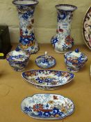 Victorian Ridgways 'Chinese Japan' pattern 7 piece dressing table set