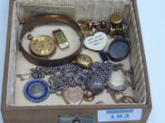Pocket watch stamped K14, vintage gold wristwatch, cuff-links, lockets pendants, medals etc