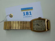Vintage hallmarked 9ct rose gold Gents watch dated 1931 on later expandable bracelet