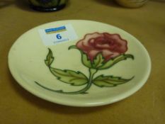 Walter Moorcroft trinket dish decorated with a rose 11cm