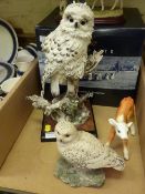 Giuseppe Armani owl, a Border Fine Arts owl and a Beswick Calf